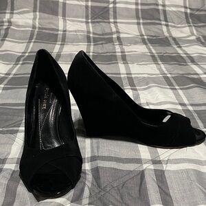 Kate Spade Elegant Black Wedge Shoes Size 7 1/2 B